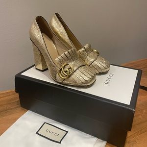 Gucci gold Marmont pumps